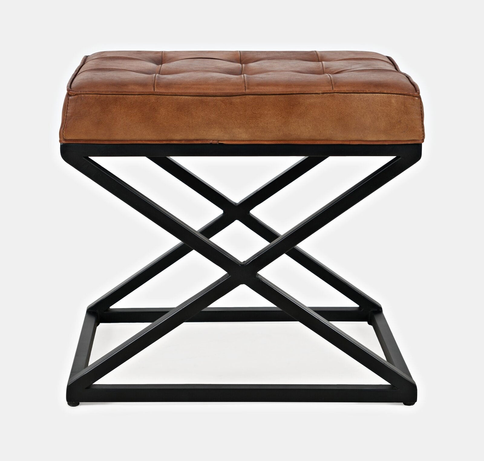 Leatherette Upholstery & Metal Base Ottoman -