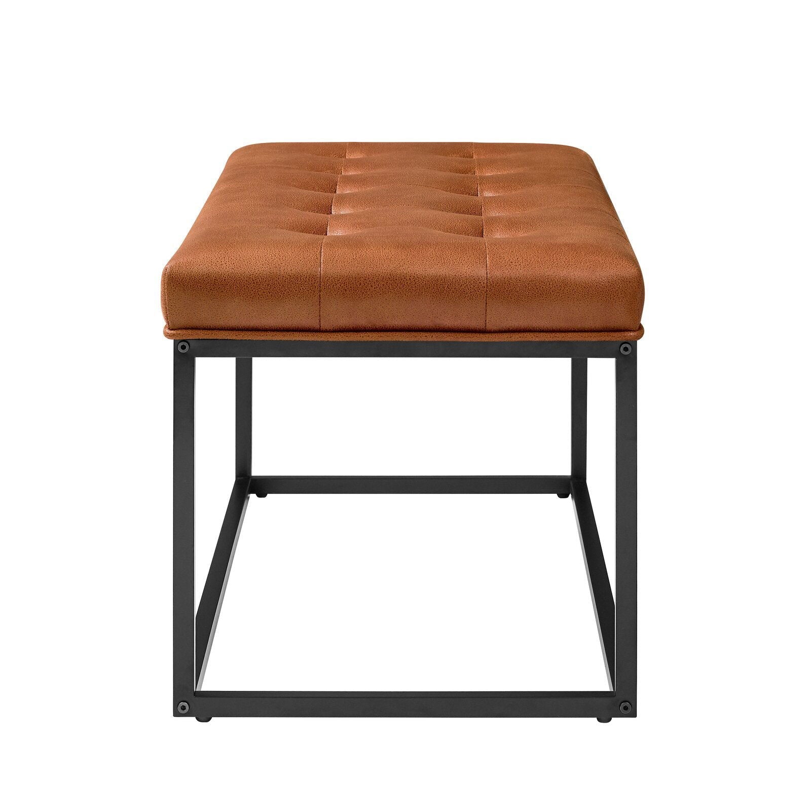 Leatherette Upholstery & Metal Base Ottoman -