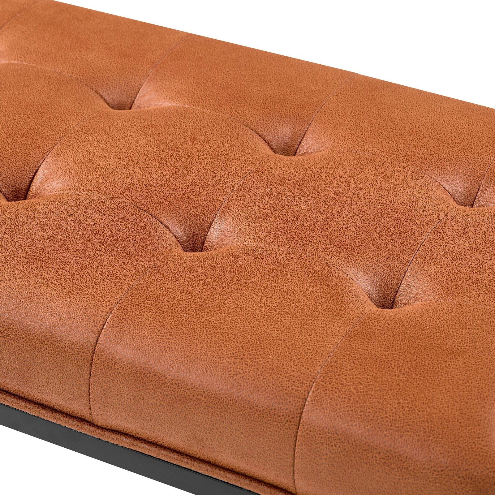 Leatherette Upholstery & Metal Base Ottoman -