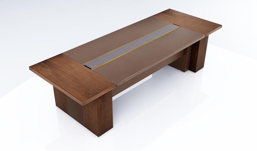 Conference & Meeting Room Table made in MDF and Particle Board Dual Color Design Natural Finish ( 10.8 x 4 Ft.)