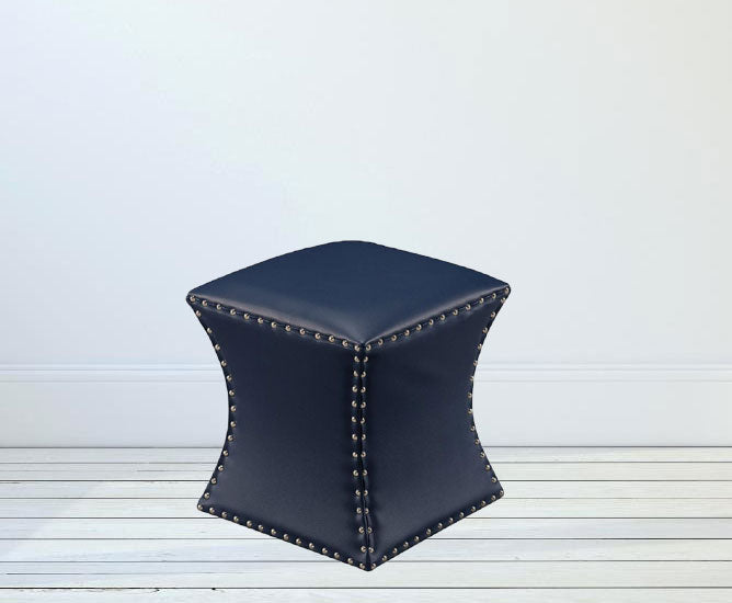 Solid Wooden Frame Leatherette Pouffe -