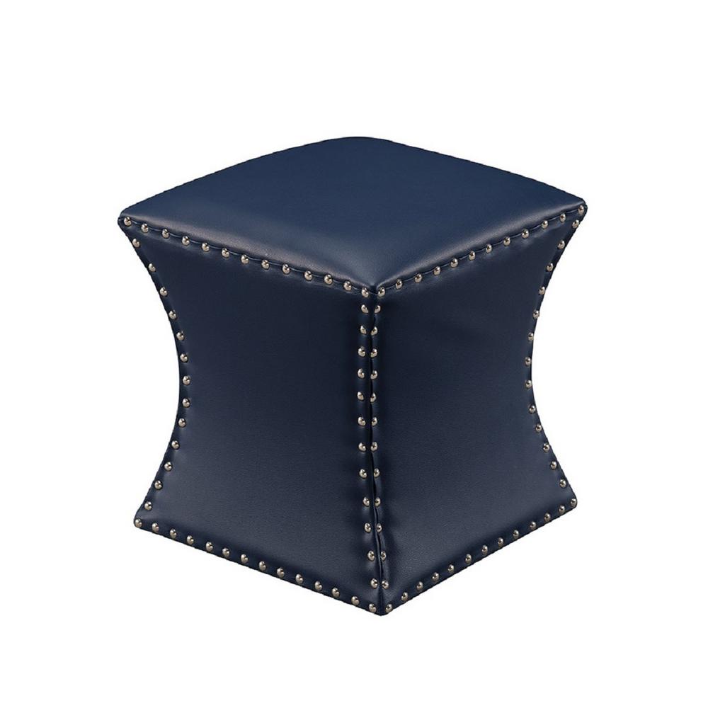 Solid Wooden Frame Leatherette Pouffe -