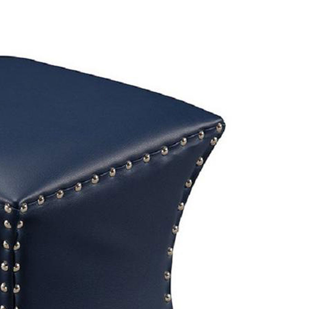 Solid Wooden Frame Leatherette Pouffe -