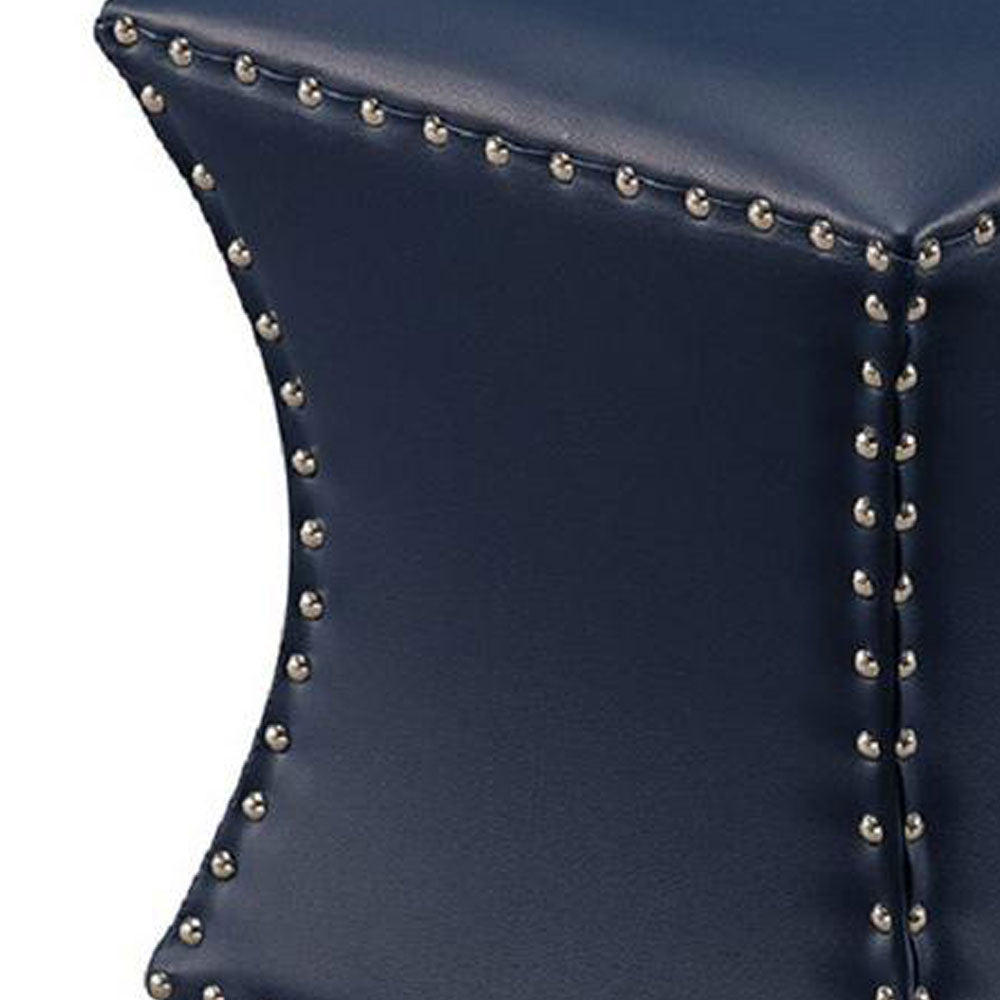 Solid Wooden Frame Leatherette Pouffe -