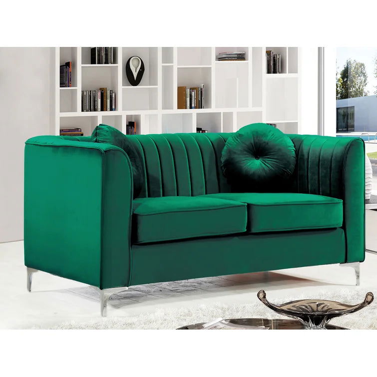 Velvet Tuxedo Arm Sofa -