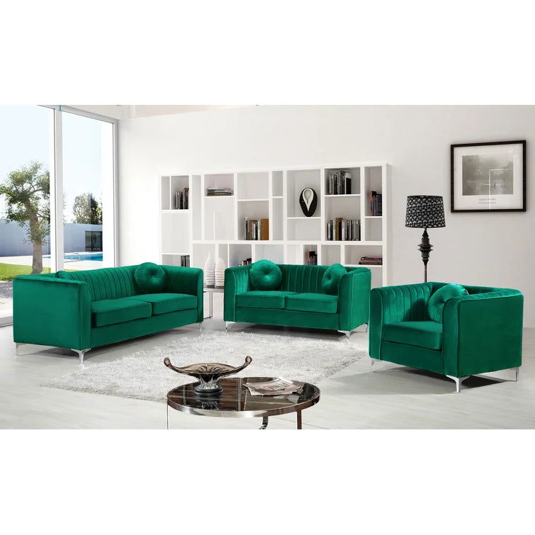 Velvet Tuxedo Arm Sofa -