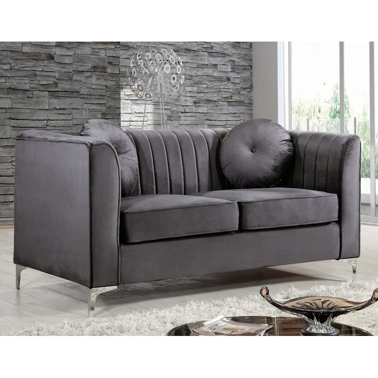 Velvet Tuxedo Arm Sofa -