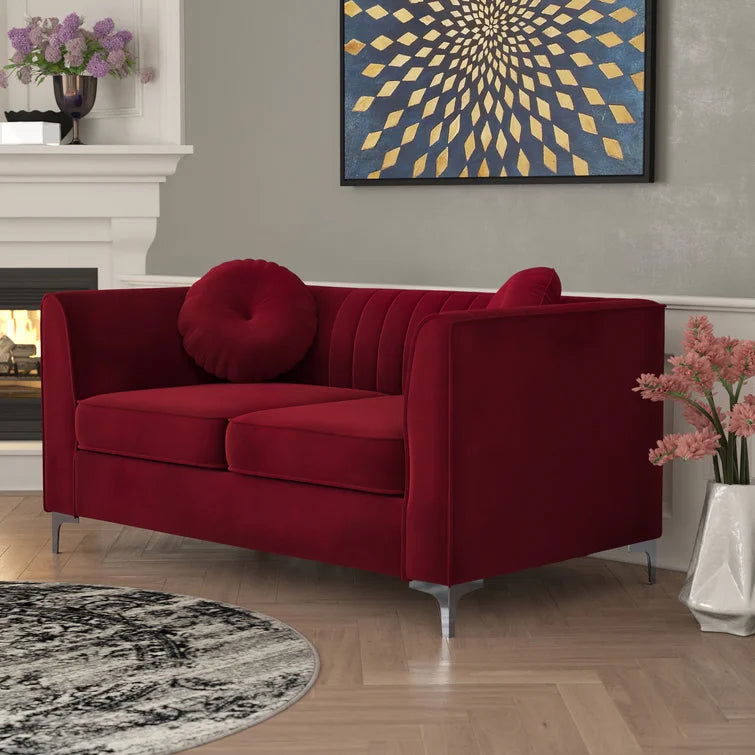 Velvet Tuxedo Arm Sofa -