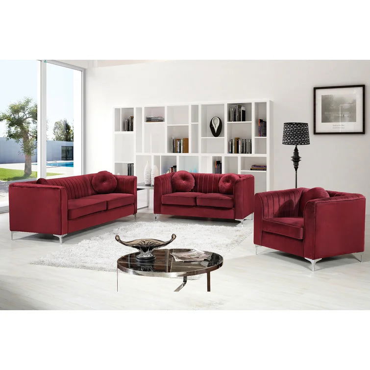 Velvet Tuxedo Arm Sofa -