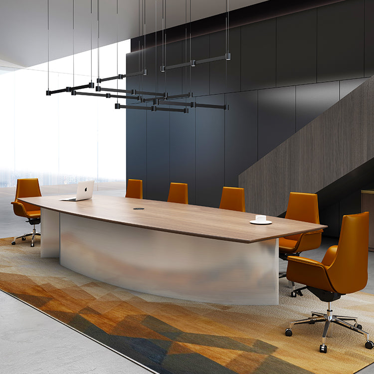 Modern New Design Meeting Room Conference Table Top Made in MDF and Veneer with Polish and Base in Stainless Steel Legs Style ( 13.3x4.6 Ft.)