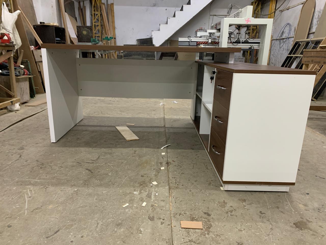 Director Table in Prelaminated Particle Board 3 Drawers and Open Space.