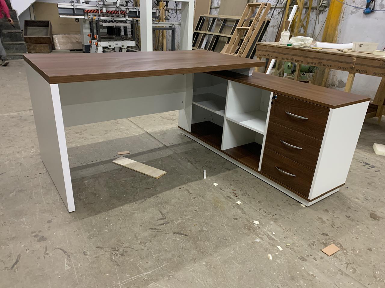 Director Table in Prelaminated Particle Board 3 Drawers and Open Space.