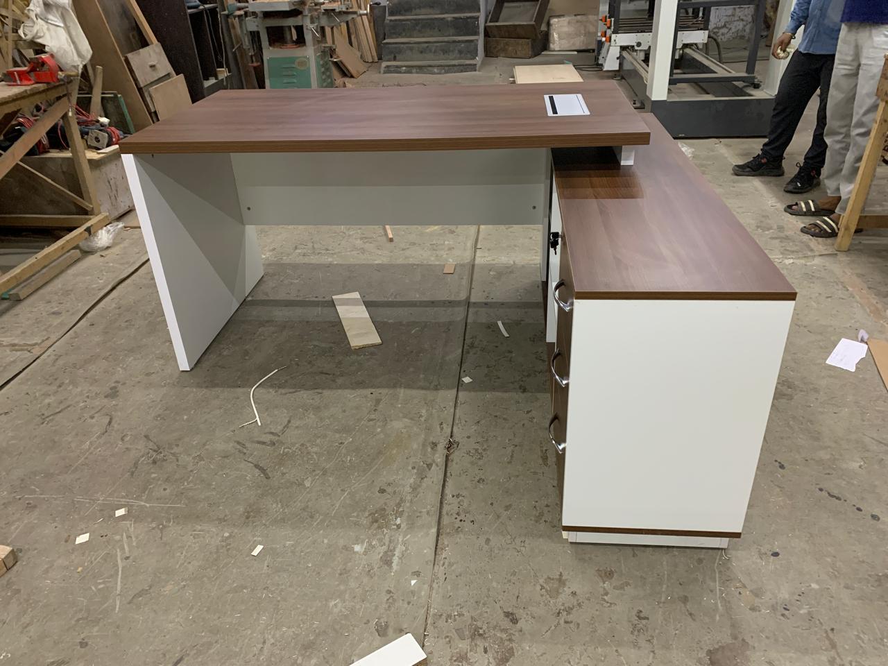 Director Table in Prelaminated Particle Board 3 Drawers and Open Space.