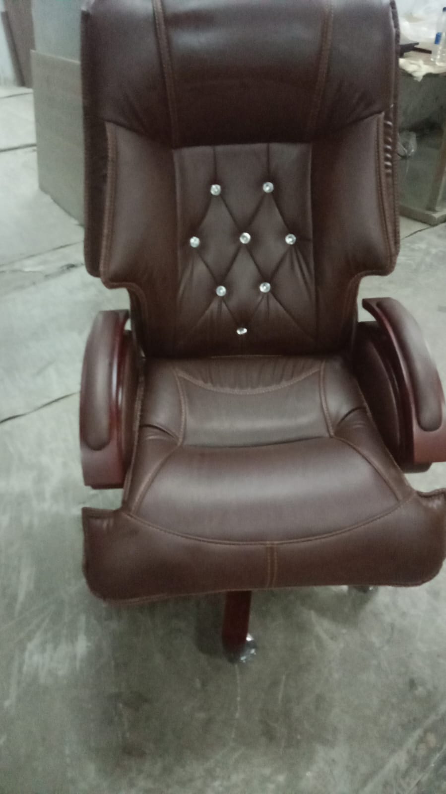 High Back Leatherette Director Chair with Wooden Base and Handle