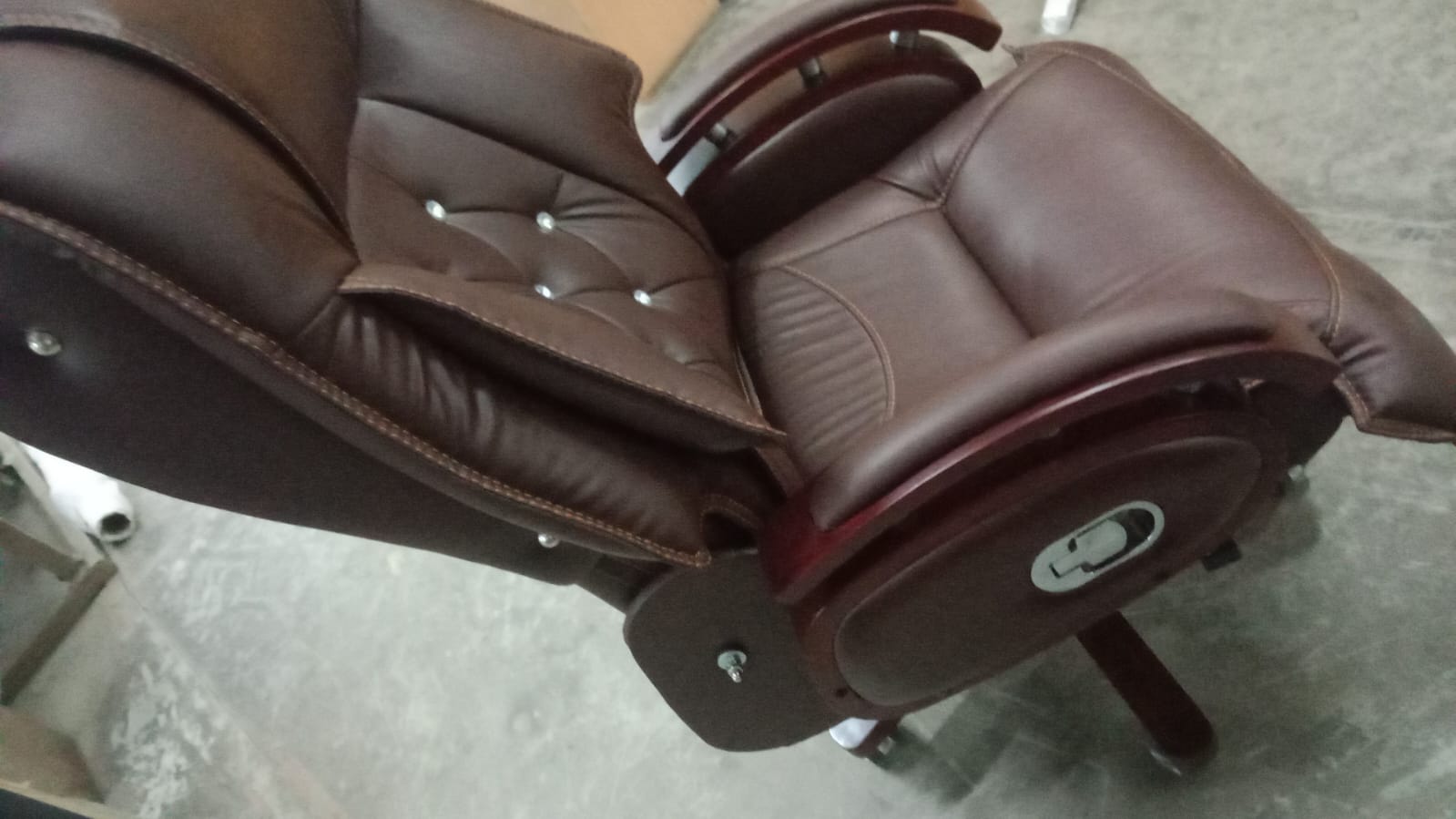 High Back Leatherette Director Chair with Wooden Base and Handle