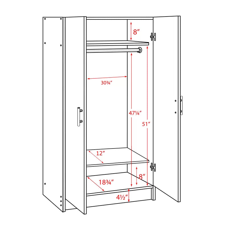 Wooden 2 Door Wardrobe -