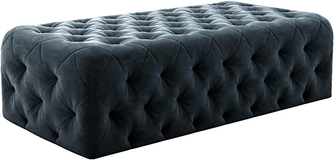 Wooden Frame Fabric Wide Ottoman -