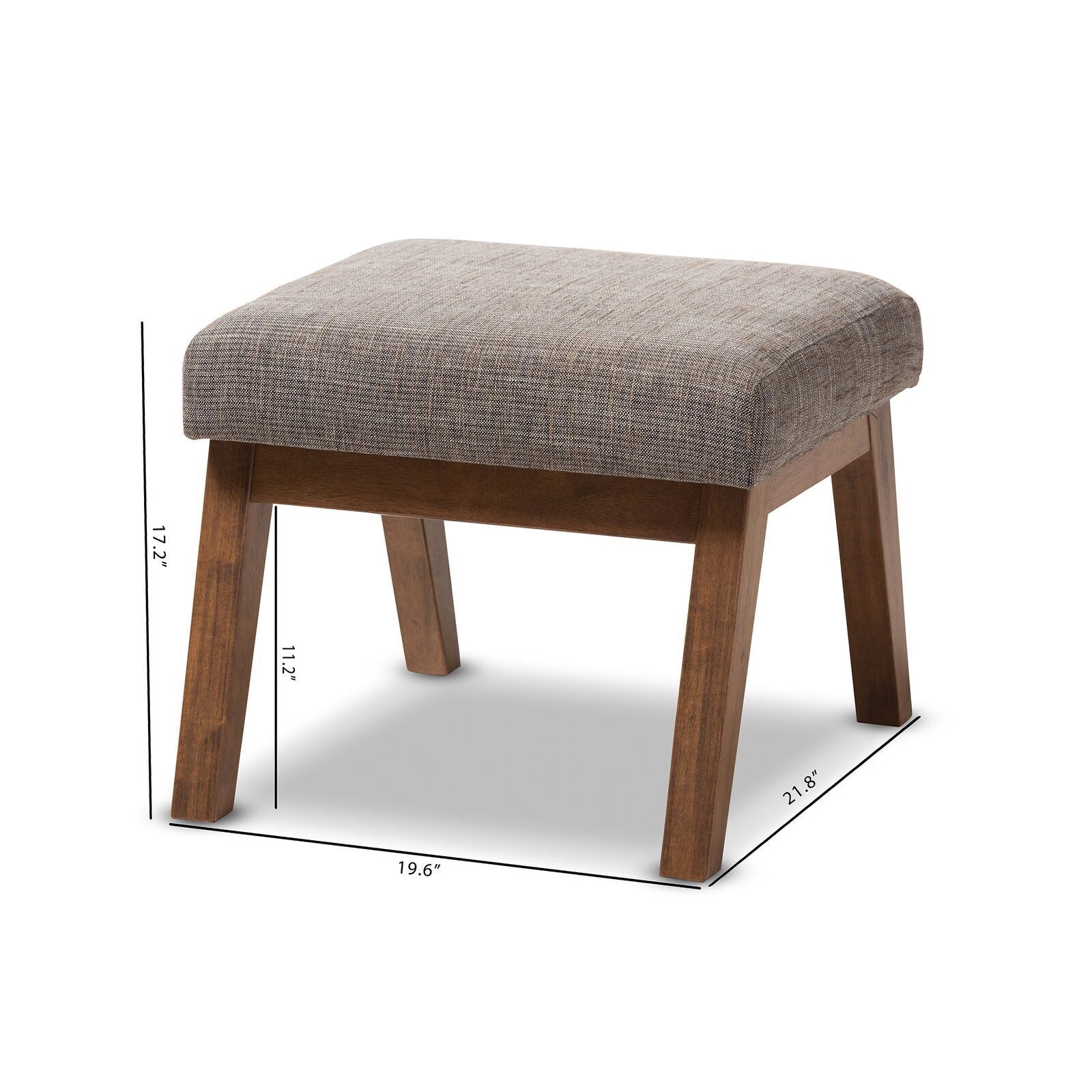 Wooden Ottoman with Fabric Upholstery -