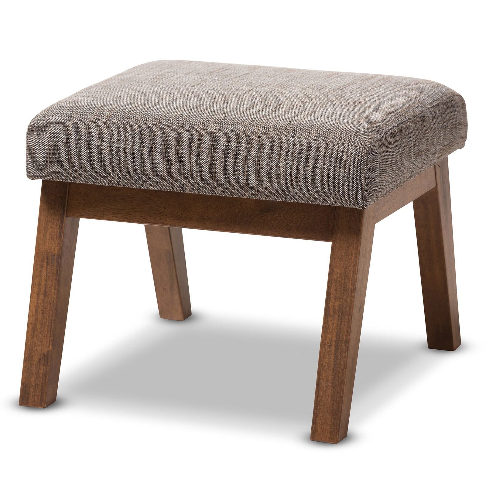 Wooden Ottoman with Fabric Upholstery -