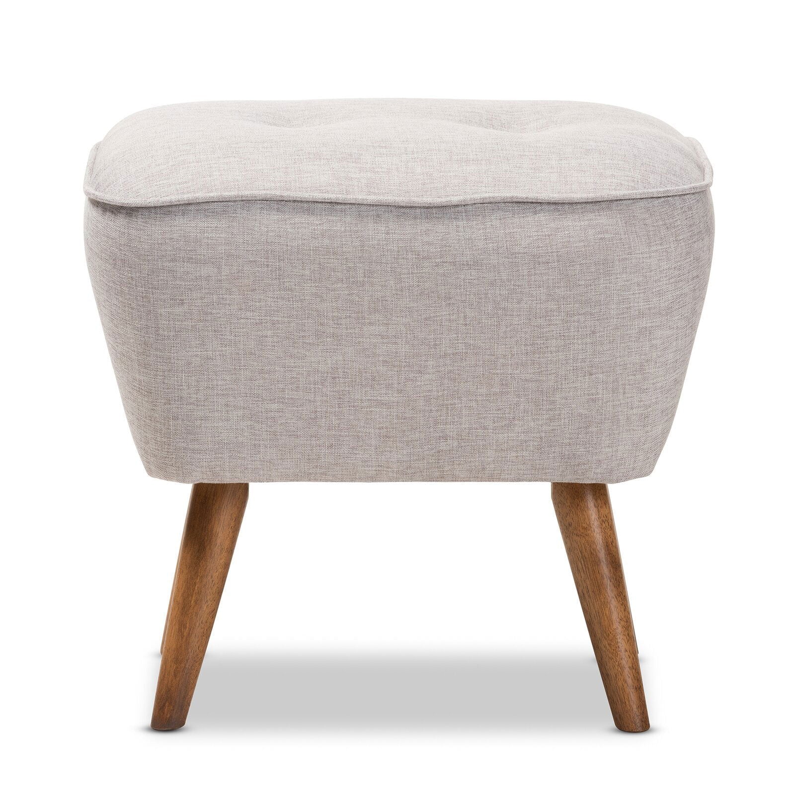 Wooden Pouffe With Fabric Upholstery -