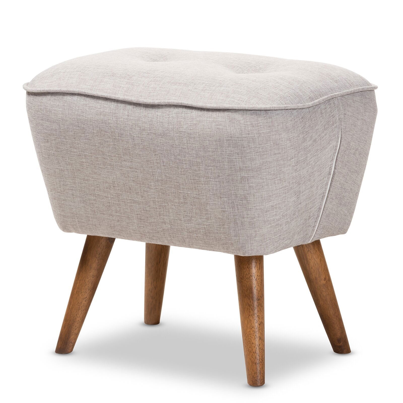 Wooden Pouffe With Fabric Upholstery -