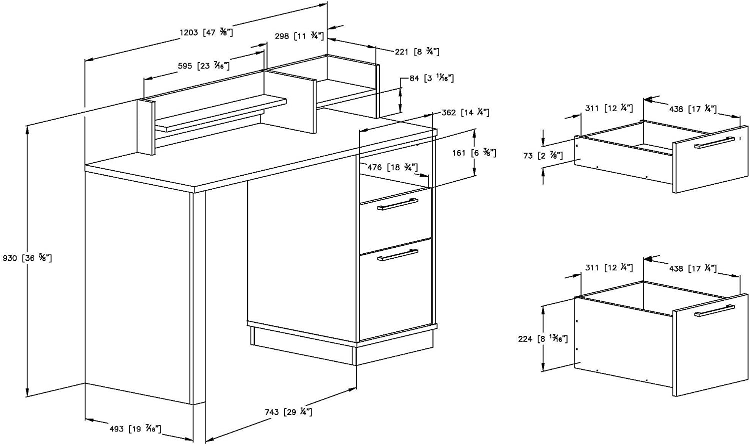 Wooden Top & Base Study Table -