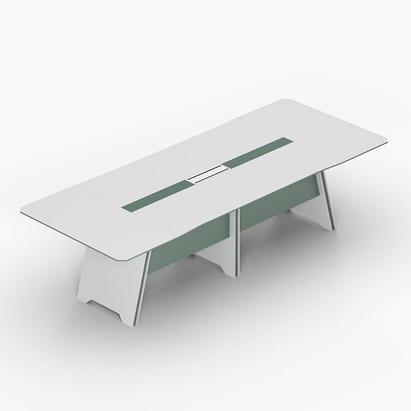 Meeting Room Table PU Finished Conference Table White Top and 3 Legs Style Base Design Made in MDF and Veneer with PU Polish ( 10.6x4.6 Ft.)