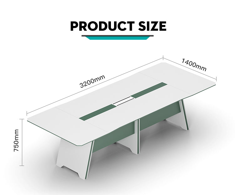 Meeting Room Table PU Finished Conference Table White Top and 3 Legs Style Base Design Made in MDF and Veneer with PU Polish ( 10.6x4.6 Ft.)