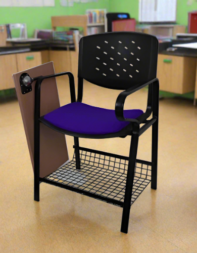 Modern Study Chair in Metal Legs with Wooden Writing Pad