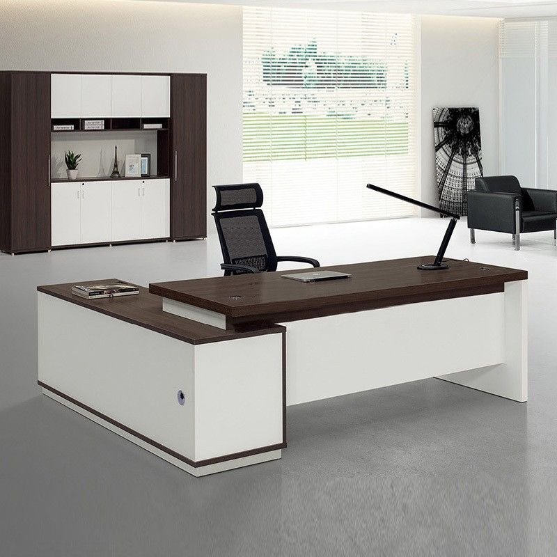 Director Table Dual Color in Pre & Post Laminated Particle/Plywood Board with 3 Drawers and Open Space.