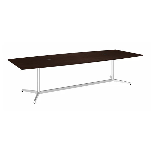 Conference Meeting for Office Table 120W x 48D Boat Shaped with Metal Base Modern Design is Hand Crafting and natural 8 Seater Meeting Table - WengeBarown