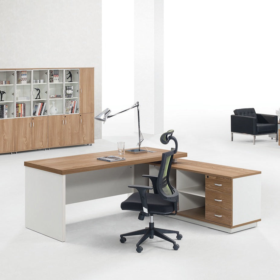 Director Table in Prelaminated Particle Board 3 Drawers and Open Space.