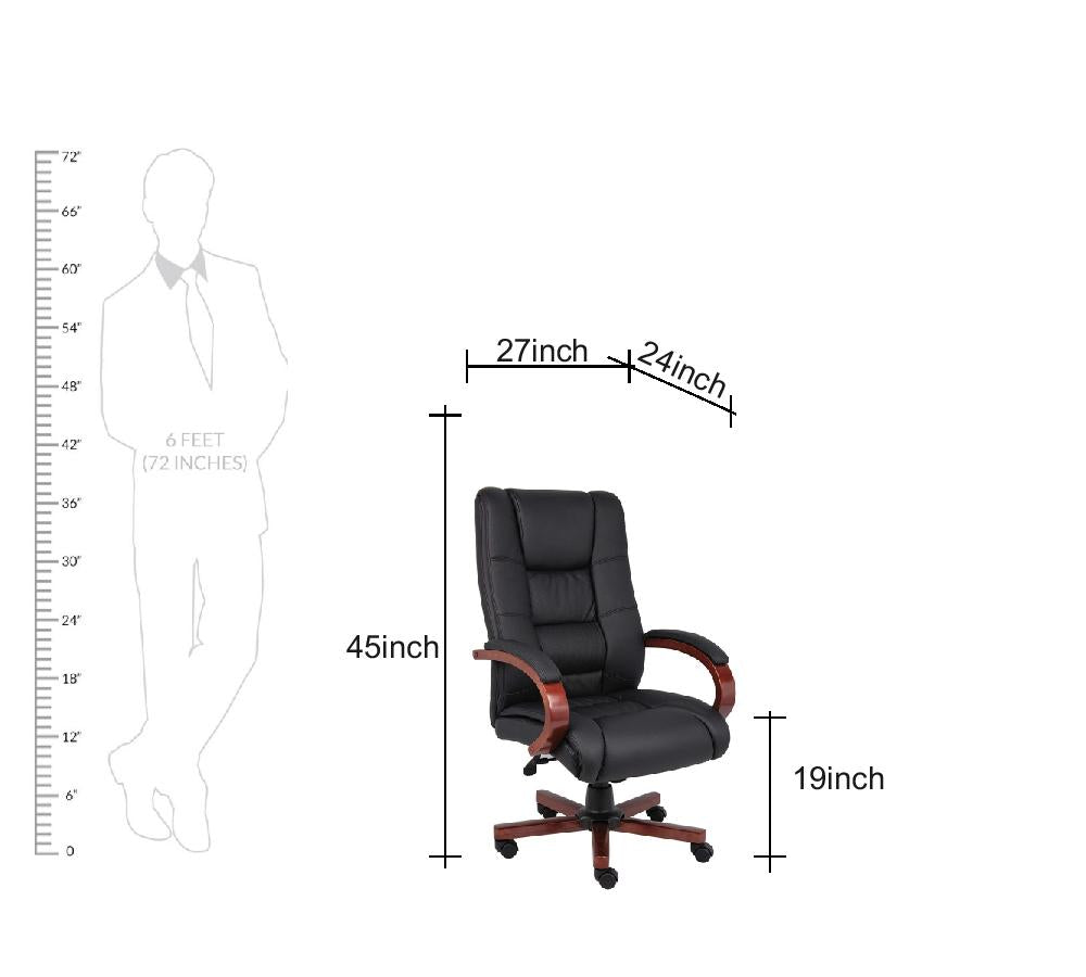 High Back Director Chair with Height Adjustable Wooden Base