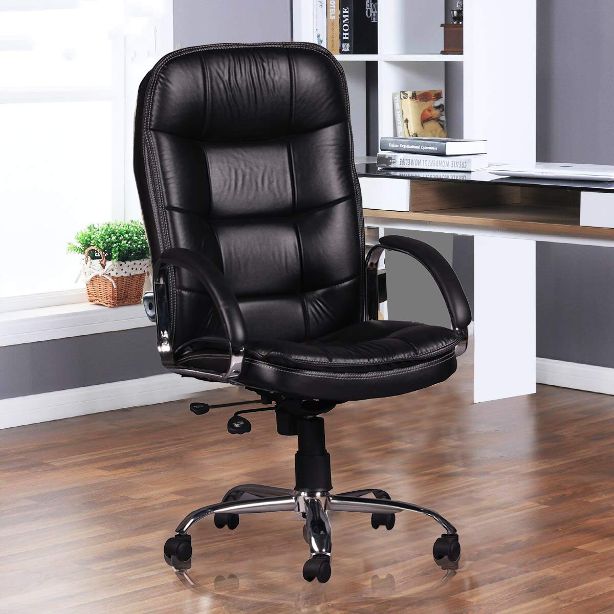 High Back Leatherette Office Chair with Chrome Base