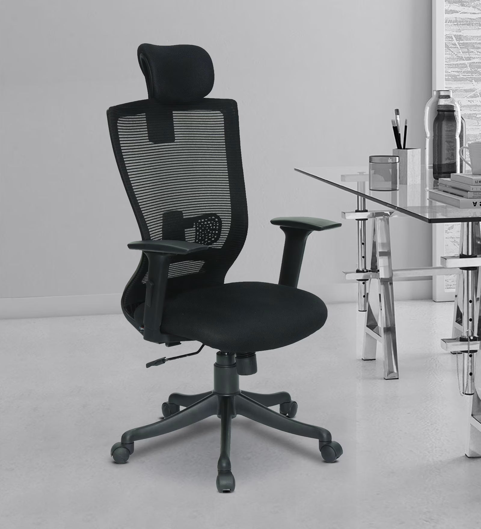 High Back Office Chair with Chrome Base