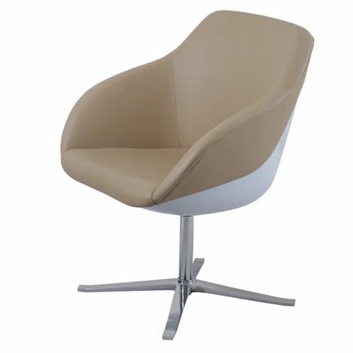 Swivel Lounge Chair With Leatherette Seat in Chrome Legs