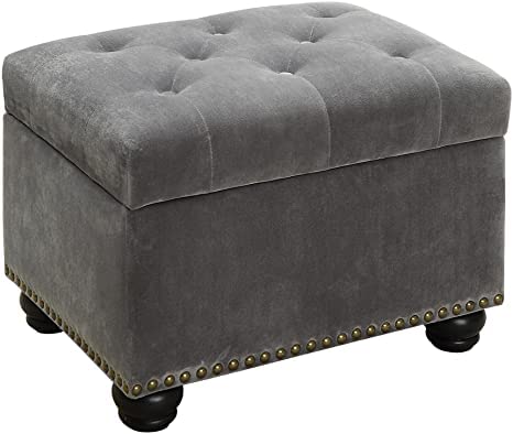 Wooden Frame Leatherette Ottoman with Storage