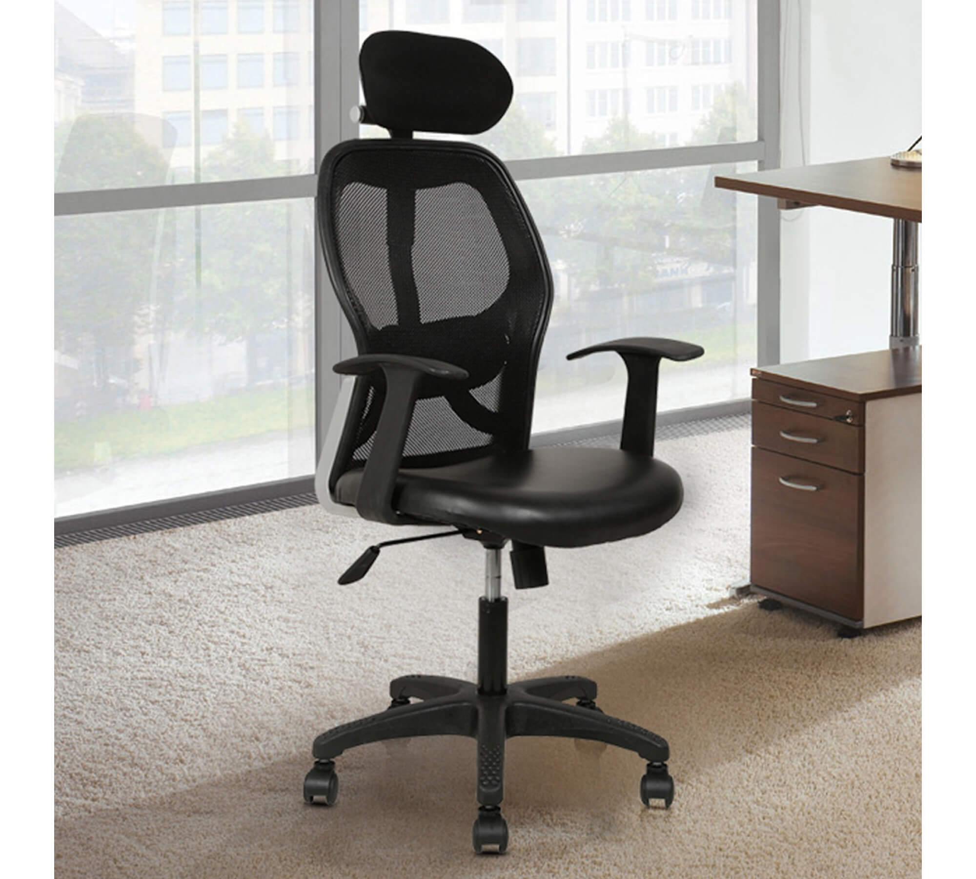 High Back Office Executive Mesh Chair with Adjustable Headrest