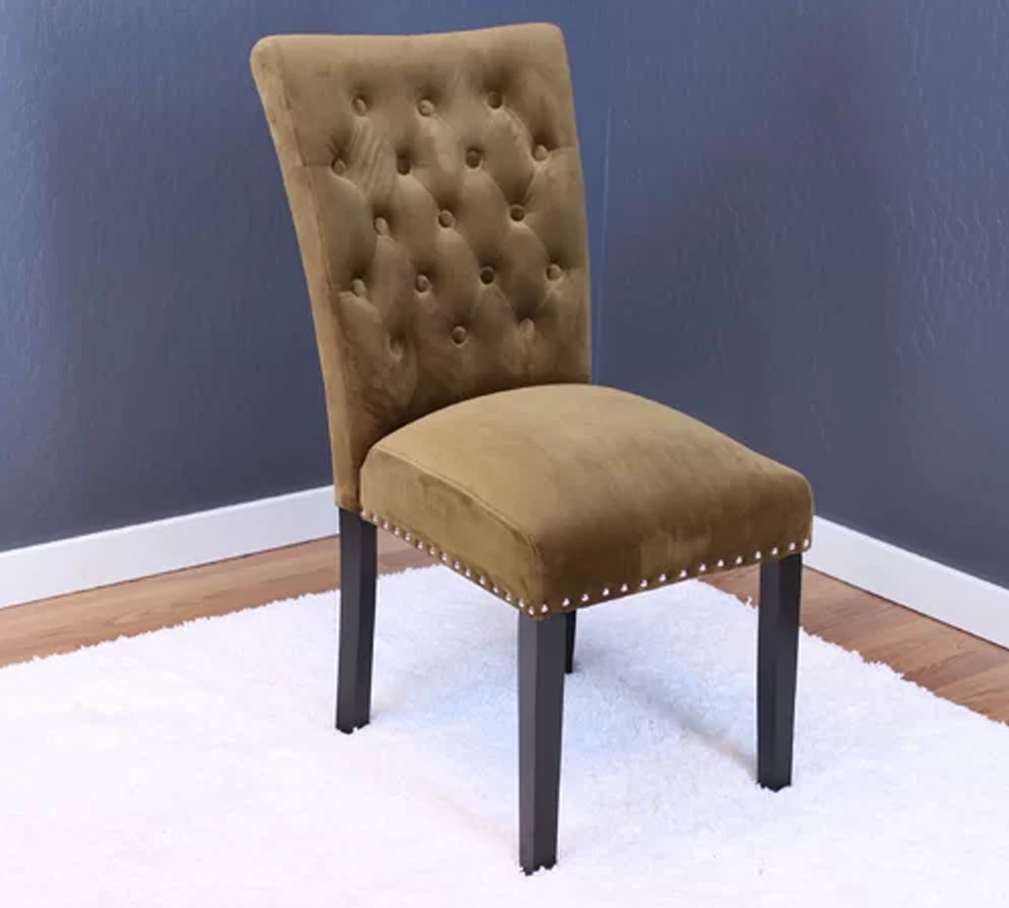 Solid Wooden Frame Legs Base Fabric Velvet Armless Dining Chair