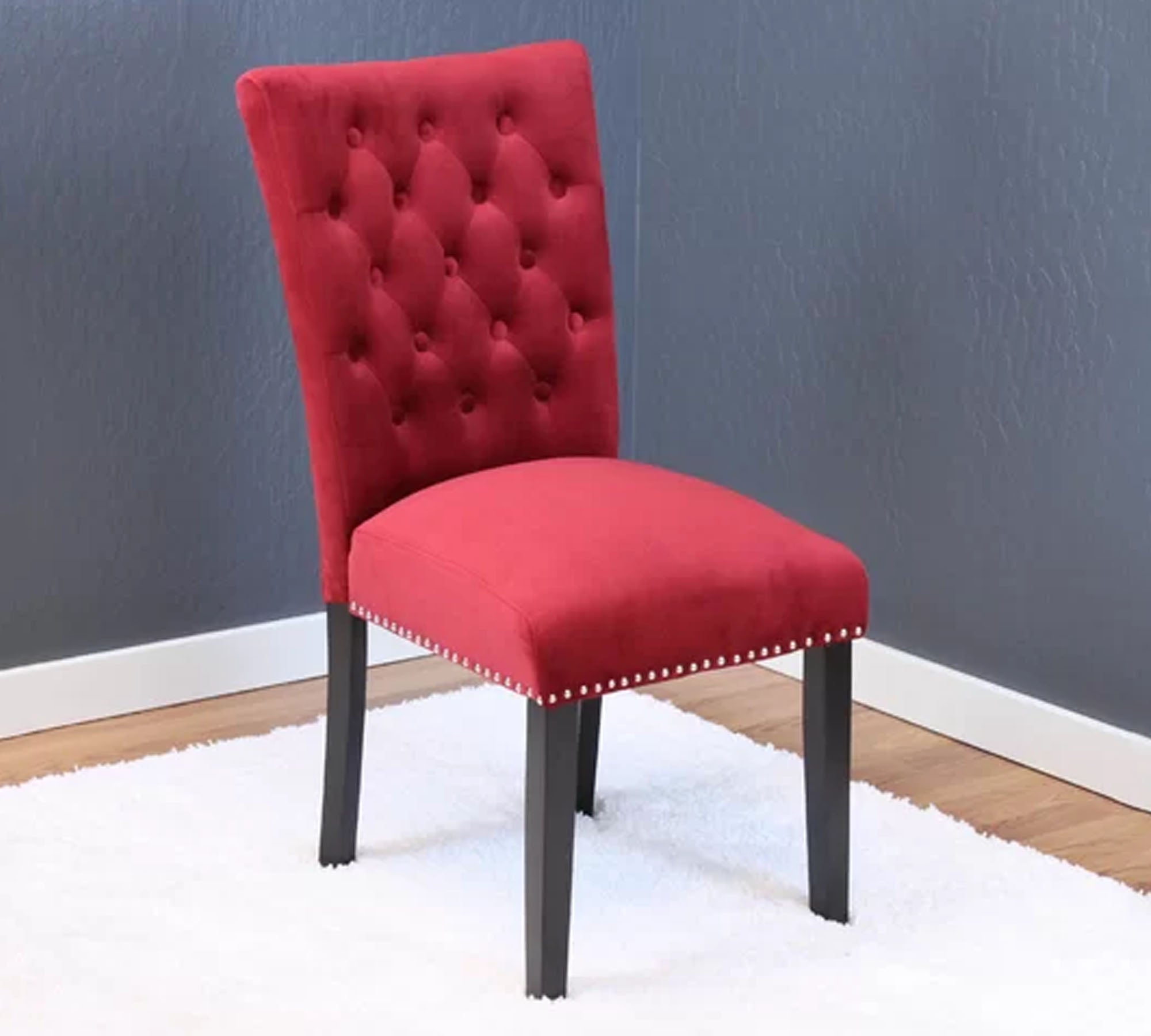 Solid Wooden Frame Legs Base Fabric Velvet Armless Dining Chair