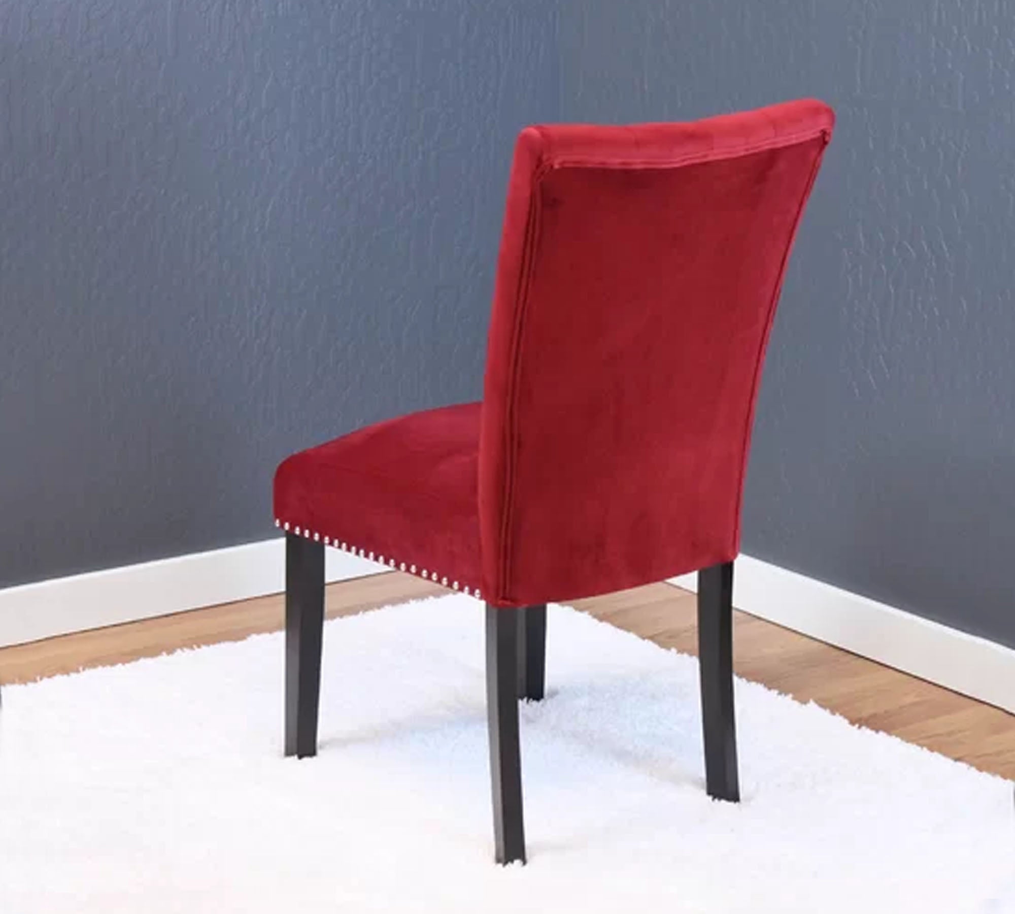 Solid Wooden Frame Legs Base Fabric Velvet Armless Dining Chair