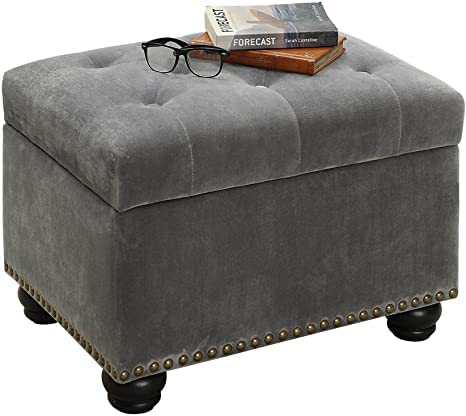 Wooden Frame Leatherette Ottoman with Storage