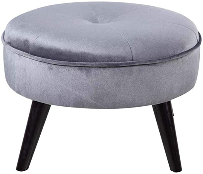 Solid Wooden Frame Legs Base Fabric Ottoman Footstool