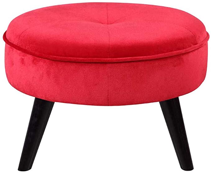 Solid Wooden Frame Legs Base Fabric Ottoman Footstool