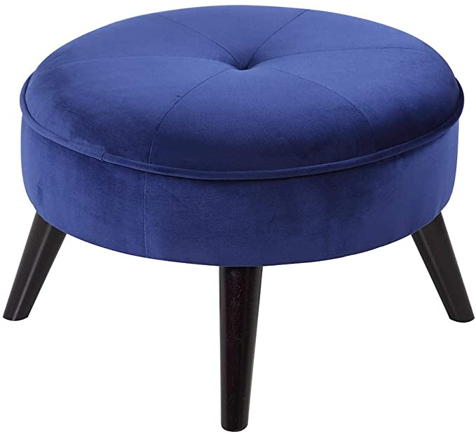 Solid Wooden Frame Legs Base Fabric Ottoman Footstool