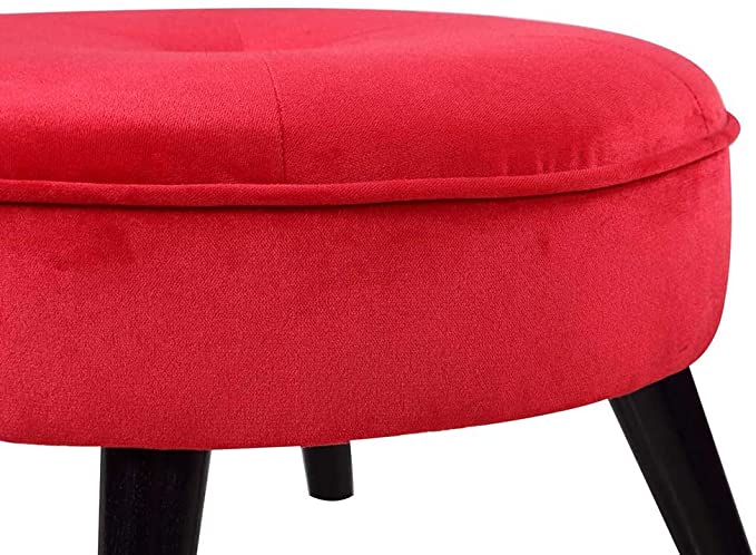 Solid Wooden Frame Legs Base Fabric Ottoman Footstool