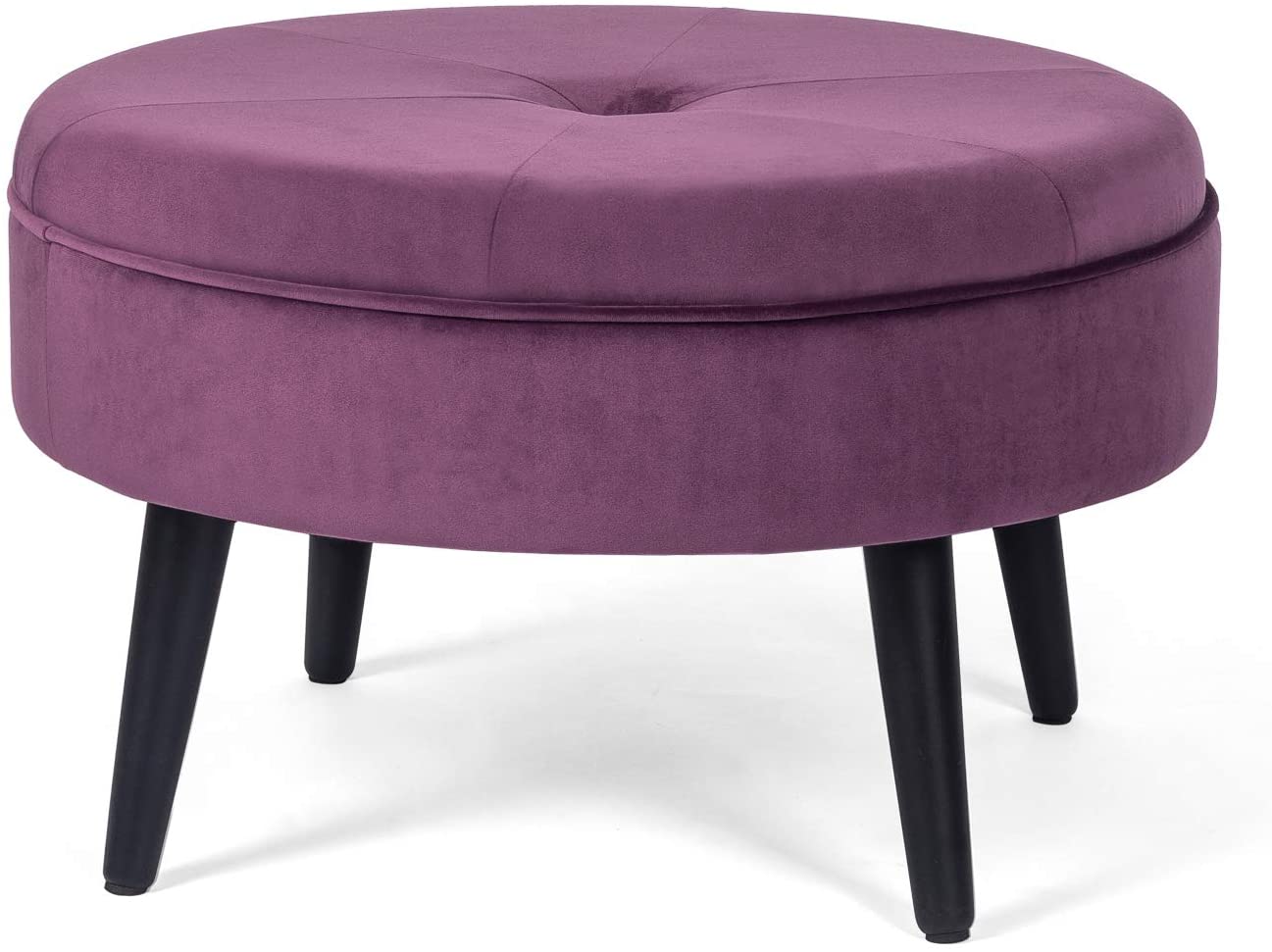 Solid Wooden Frame Legs Base Fabric Ottoman Footstool