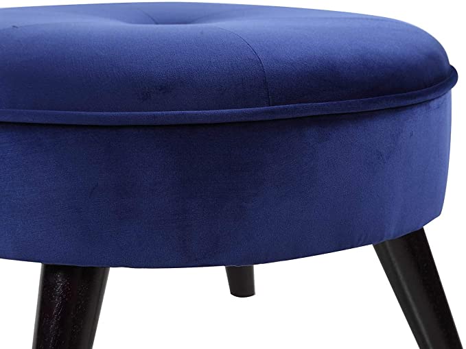 Solid Wooden Frame Legs Base Fabric Ottoman Footstool