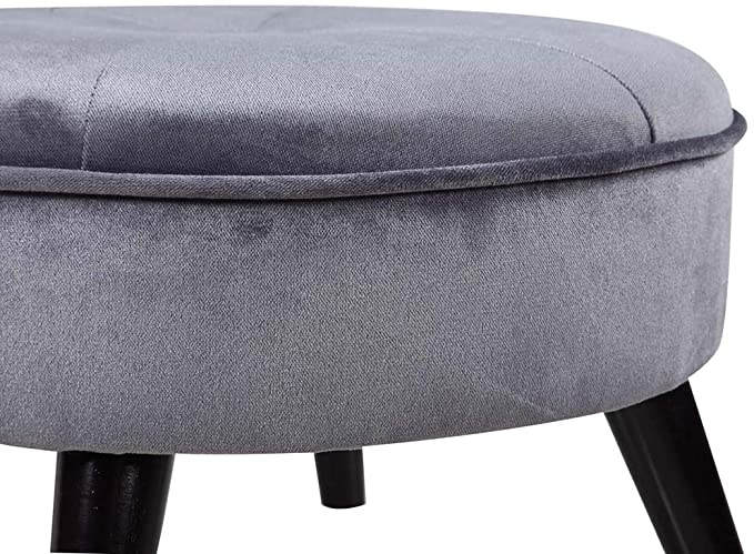 Solid Wooden Frame Legs Base Fabric Ottoman Footstool