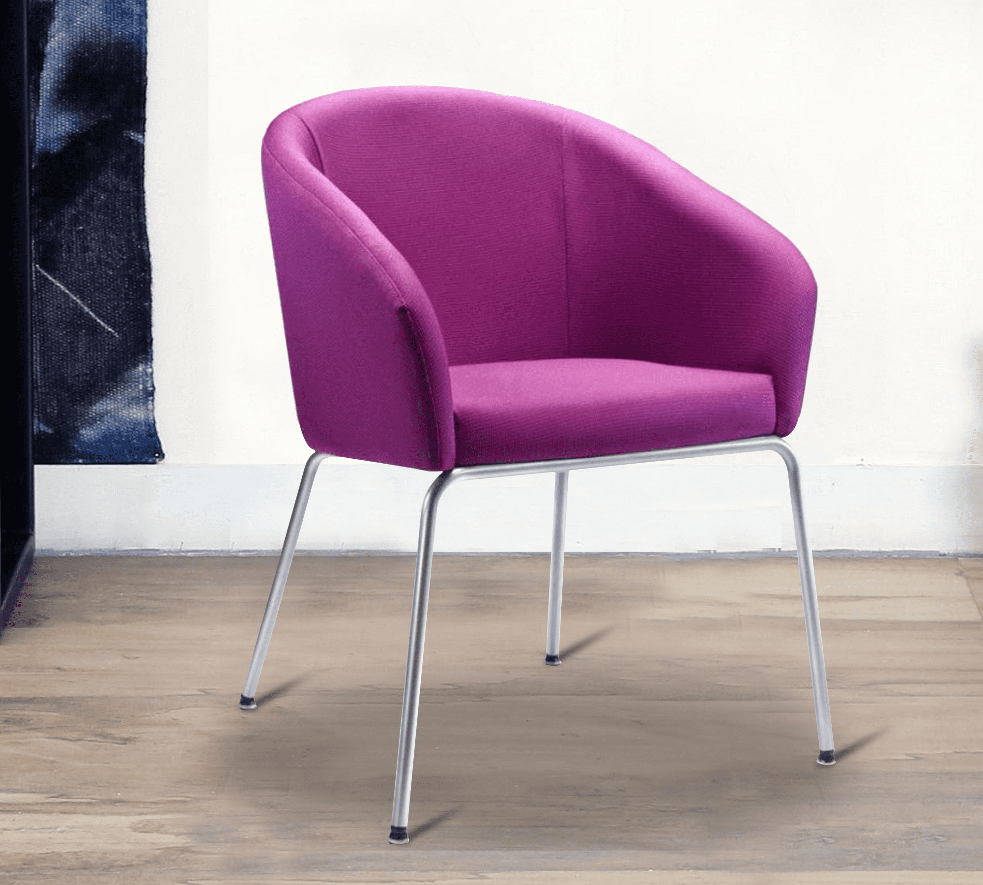 Accent Chair In Velvet with Metal Legs in Chrome Finish